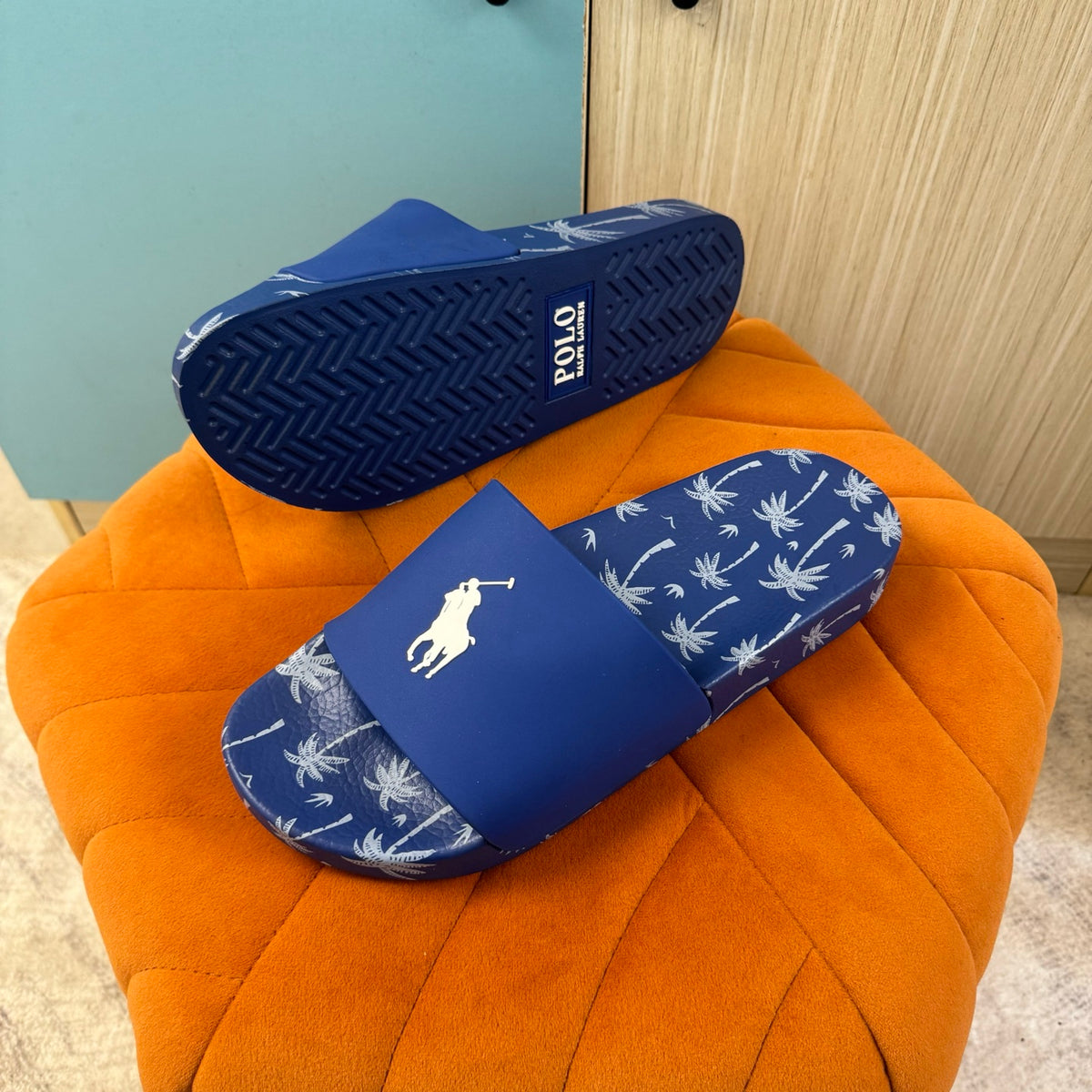 Blue Slide Sandals with Palm Tree Pattern - Product image 7