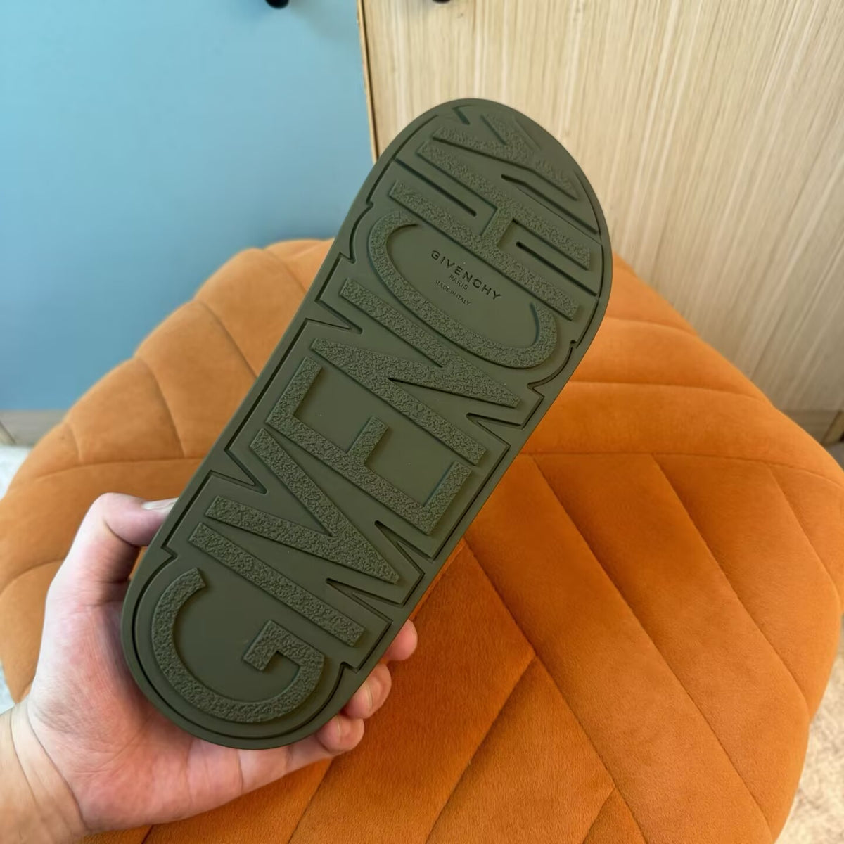 Olive Green Slide Sandals with Embossed Sole - Product image 8