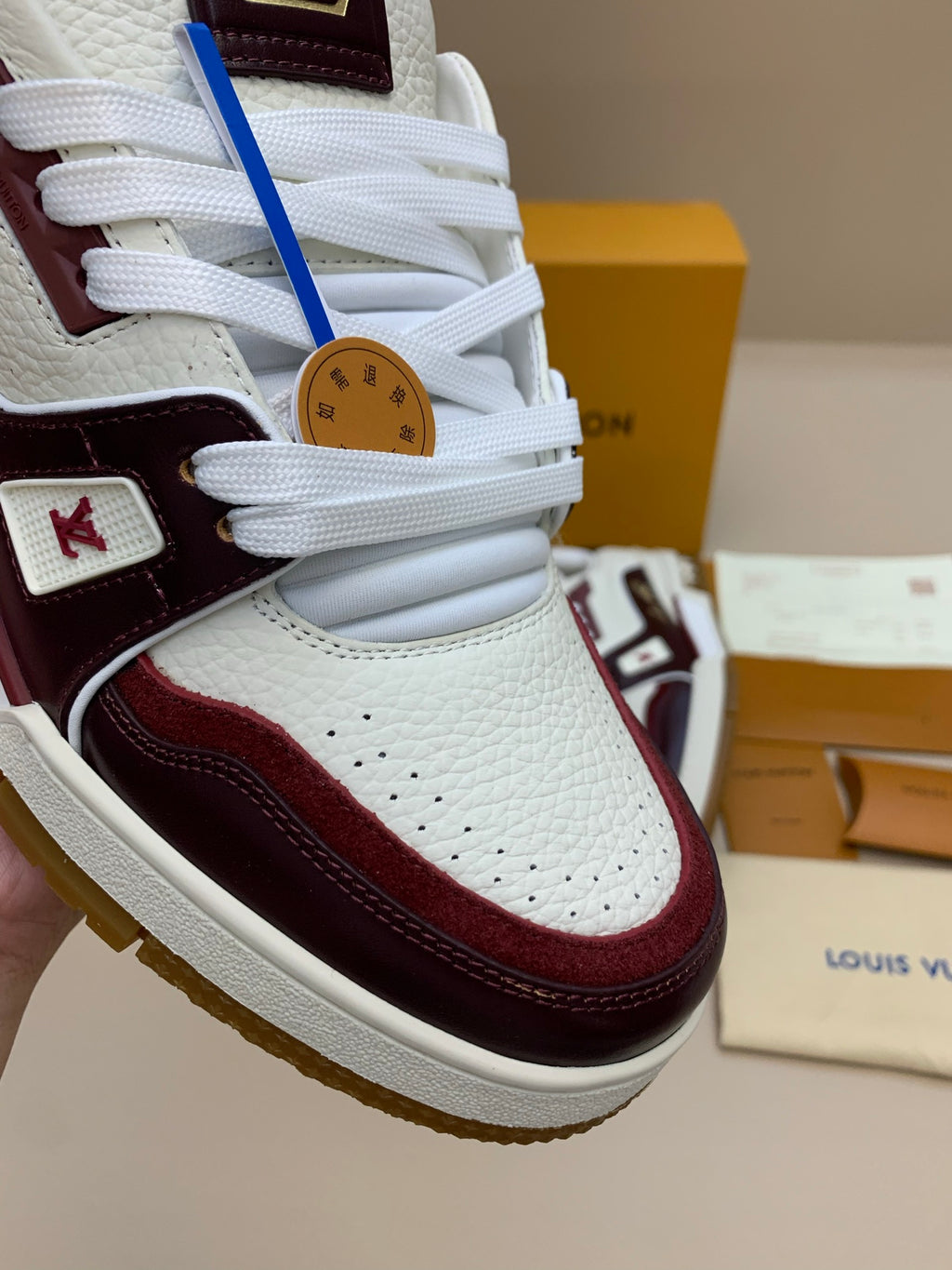 Low-Top Leather Sneakers with Perforated Toe