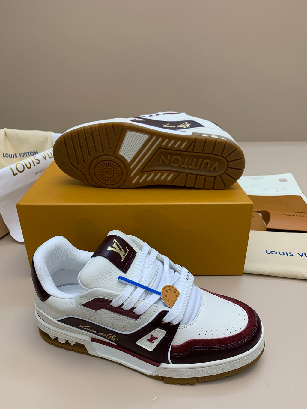 Low-Top Leather Sneakers with Perforated Toe