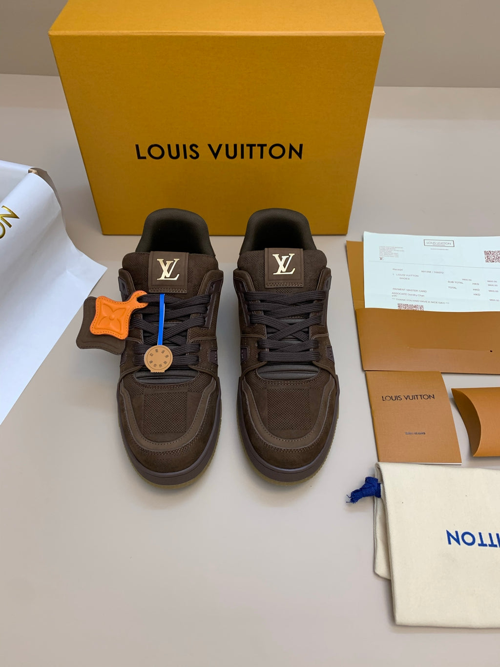 Brown Suede and Mesh Sneaker with Thick Sole