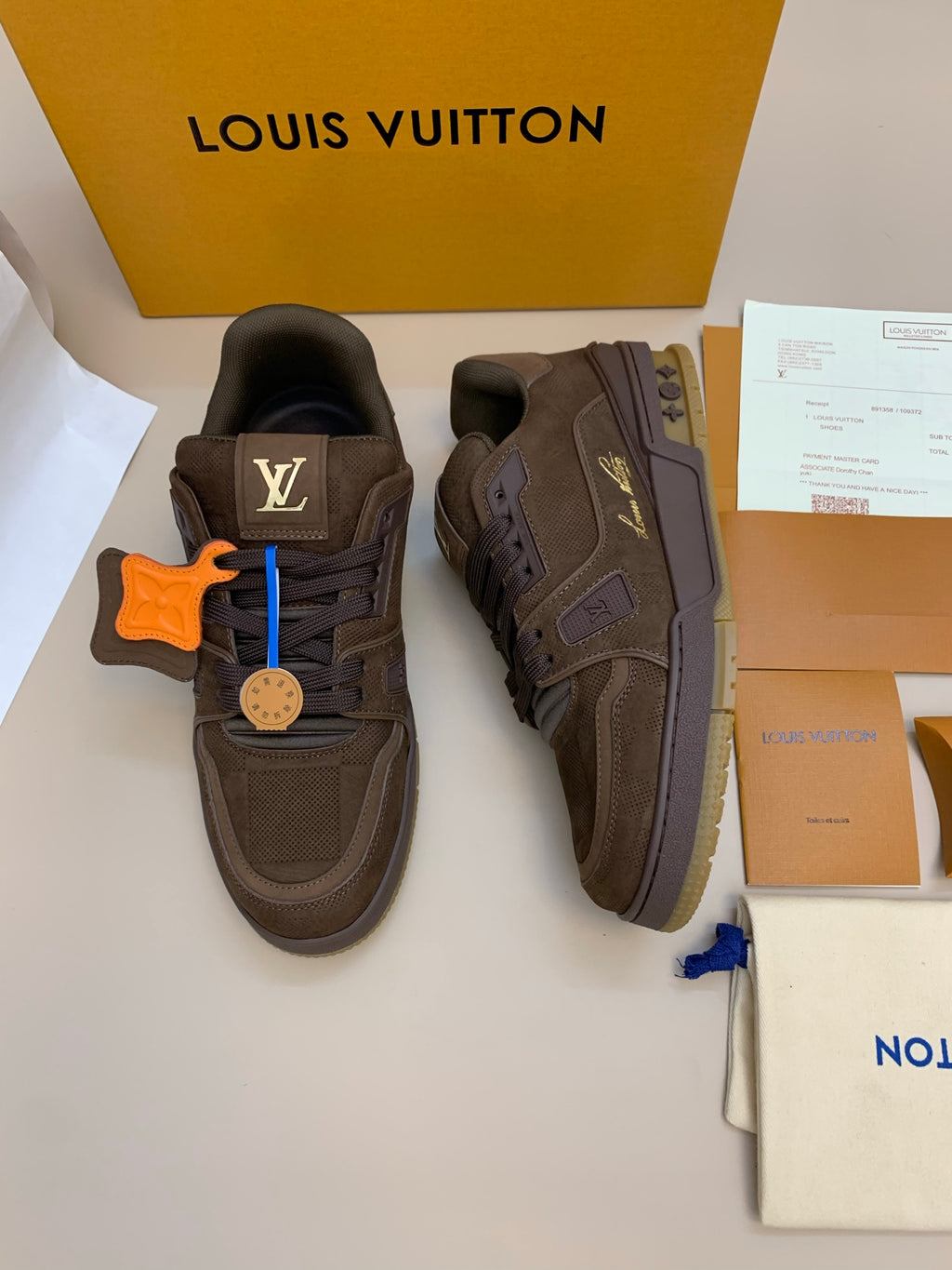 Brown Suede and Mesh Sneaker with Thick Sole