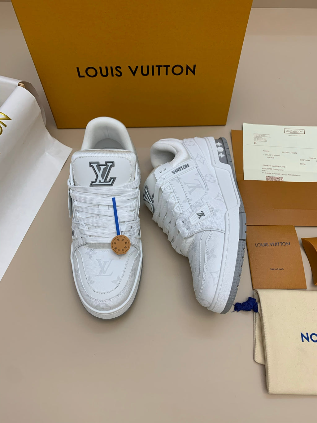 White and Gray Casual Sneakers with Patterned Upper