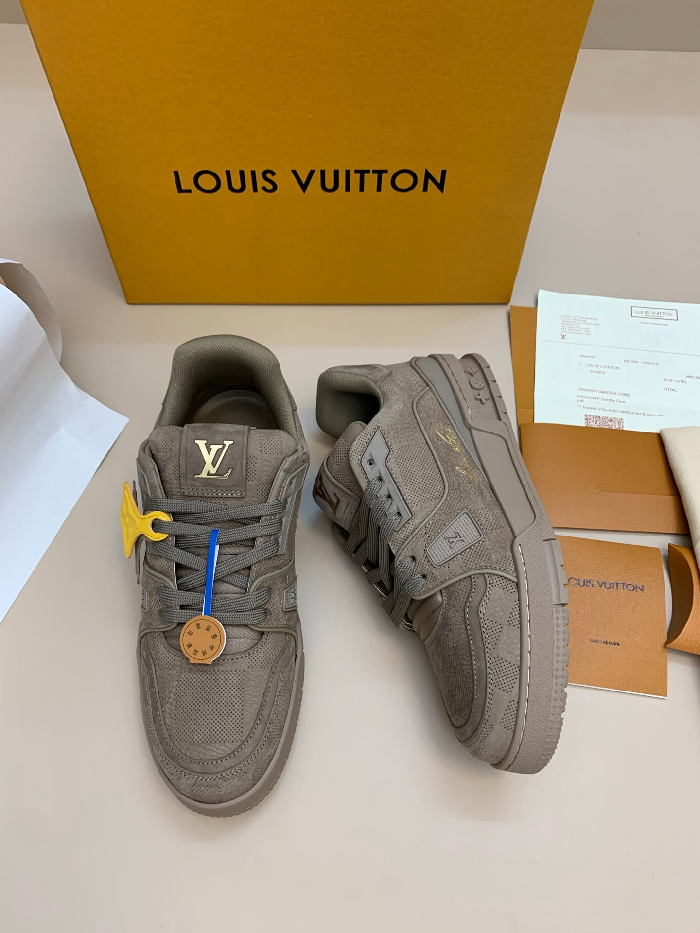 Gray Suede and Mesh Lace-Up Sneakers with Patterned Panels
