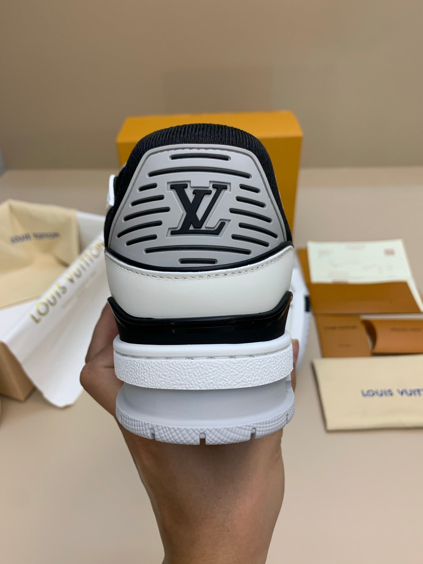 White Leather Sneakers with Black Accents