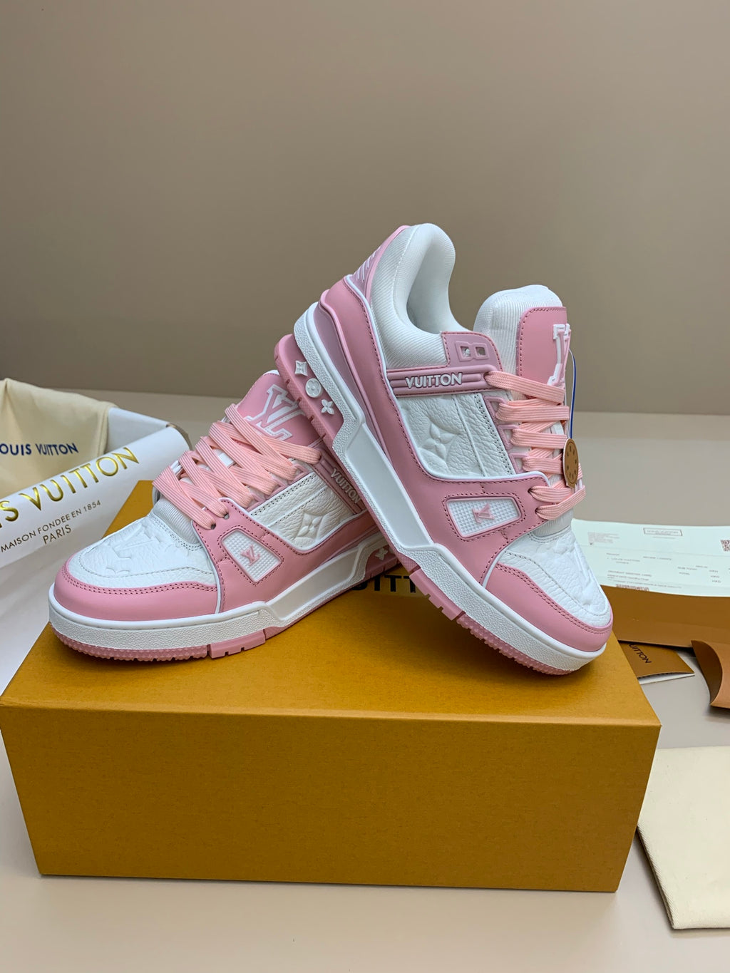White and Pink Casual Sneakers with Side Strap