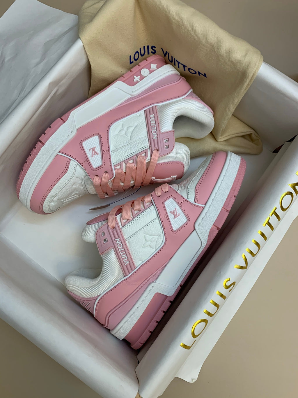 White and Pink Casual Sneakers with Side Strap