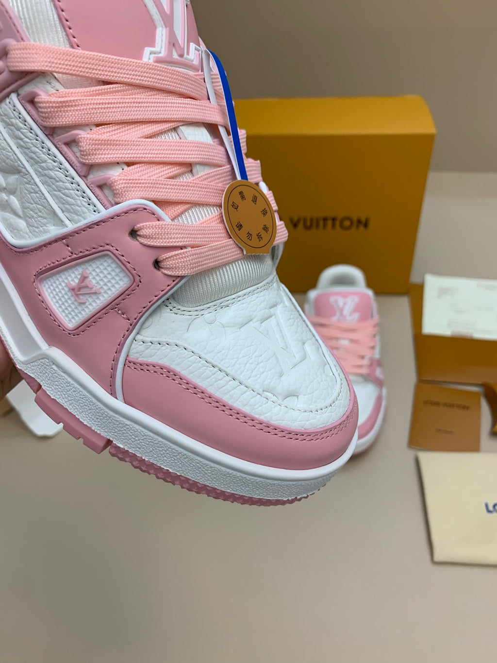 White and Pink Casual Sneakers with Side Strap