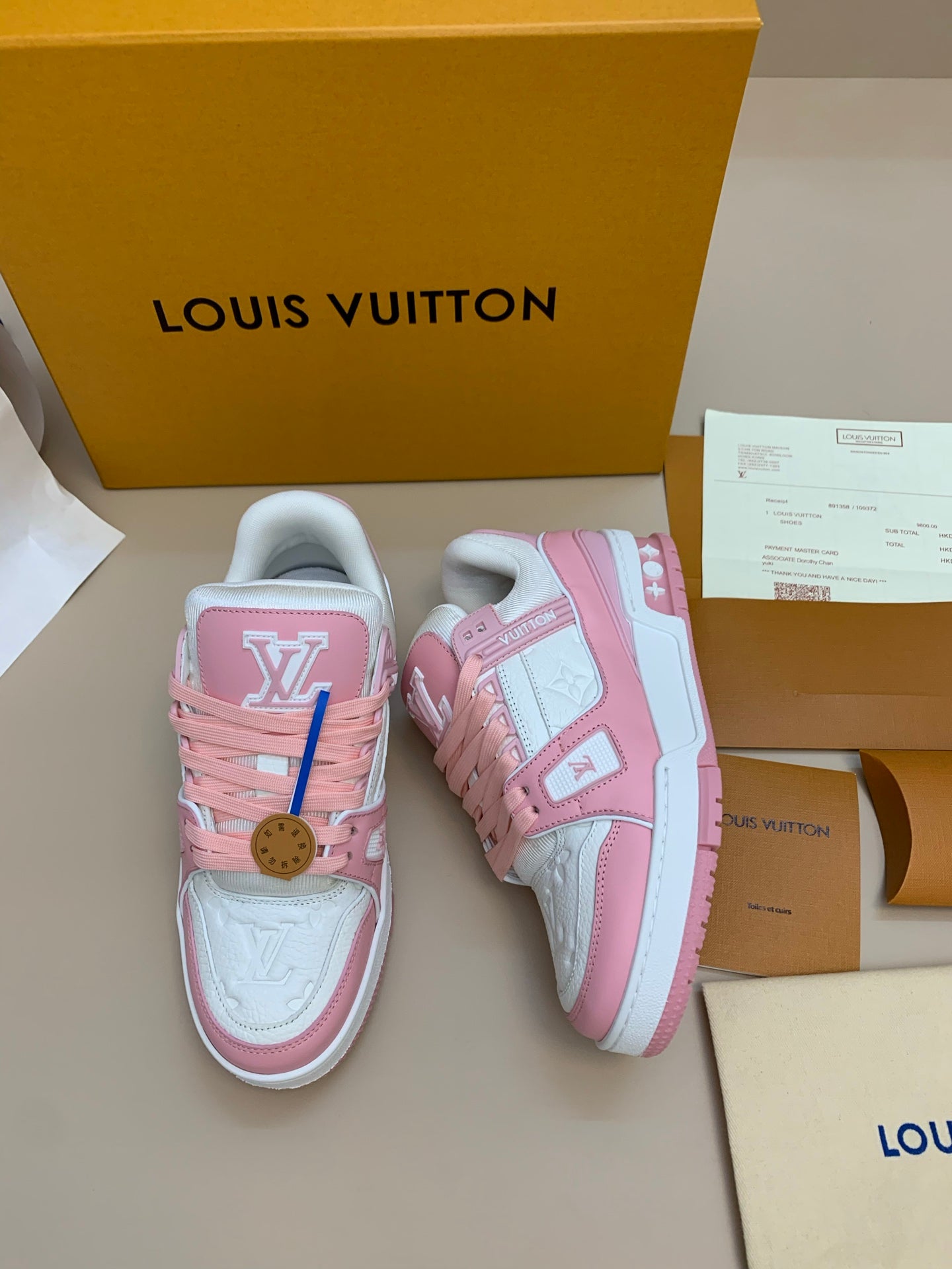 White and Pink Casual Sneakers with Side Strap
