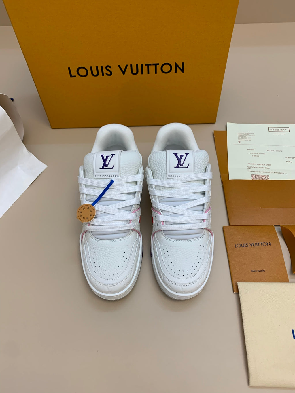 White Casual Sneakers with Colorful Sole