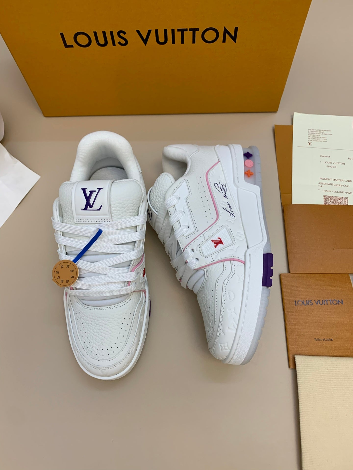 White Casual Sneakers with Colorful Sole
