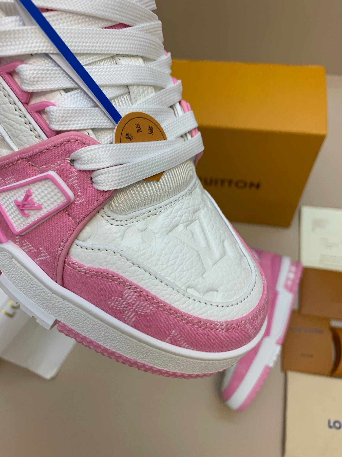 White and Pink Casual Sneakers with Patterned Upper