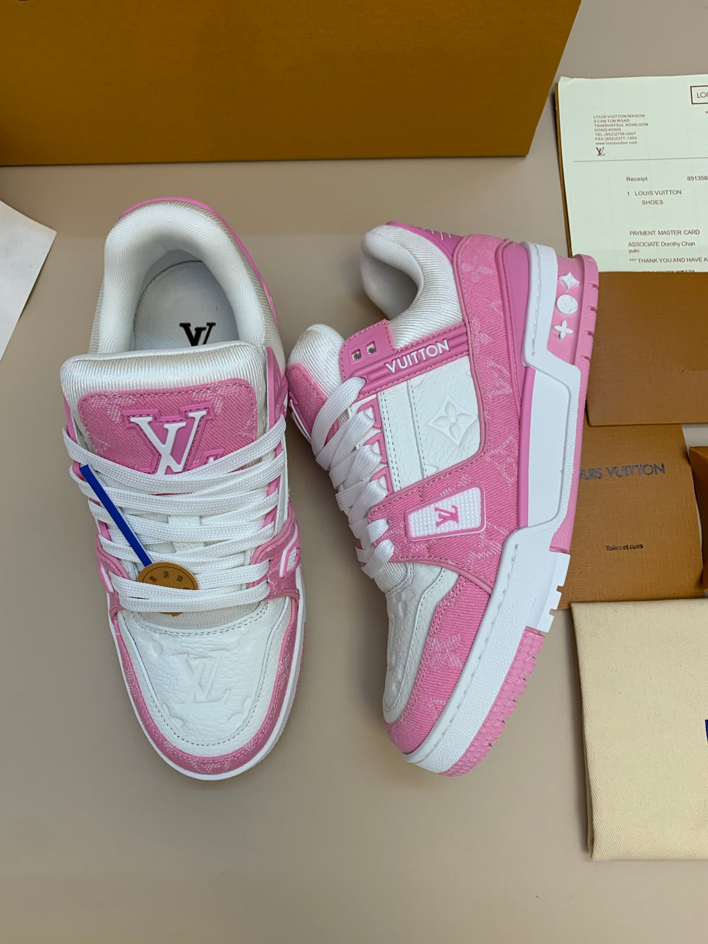 White and Pink Casual Sneakers with Patterned Upper