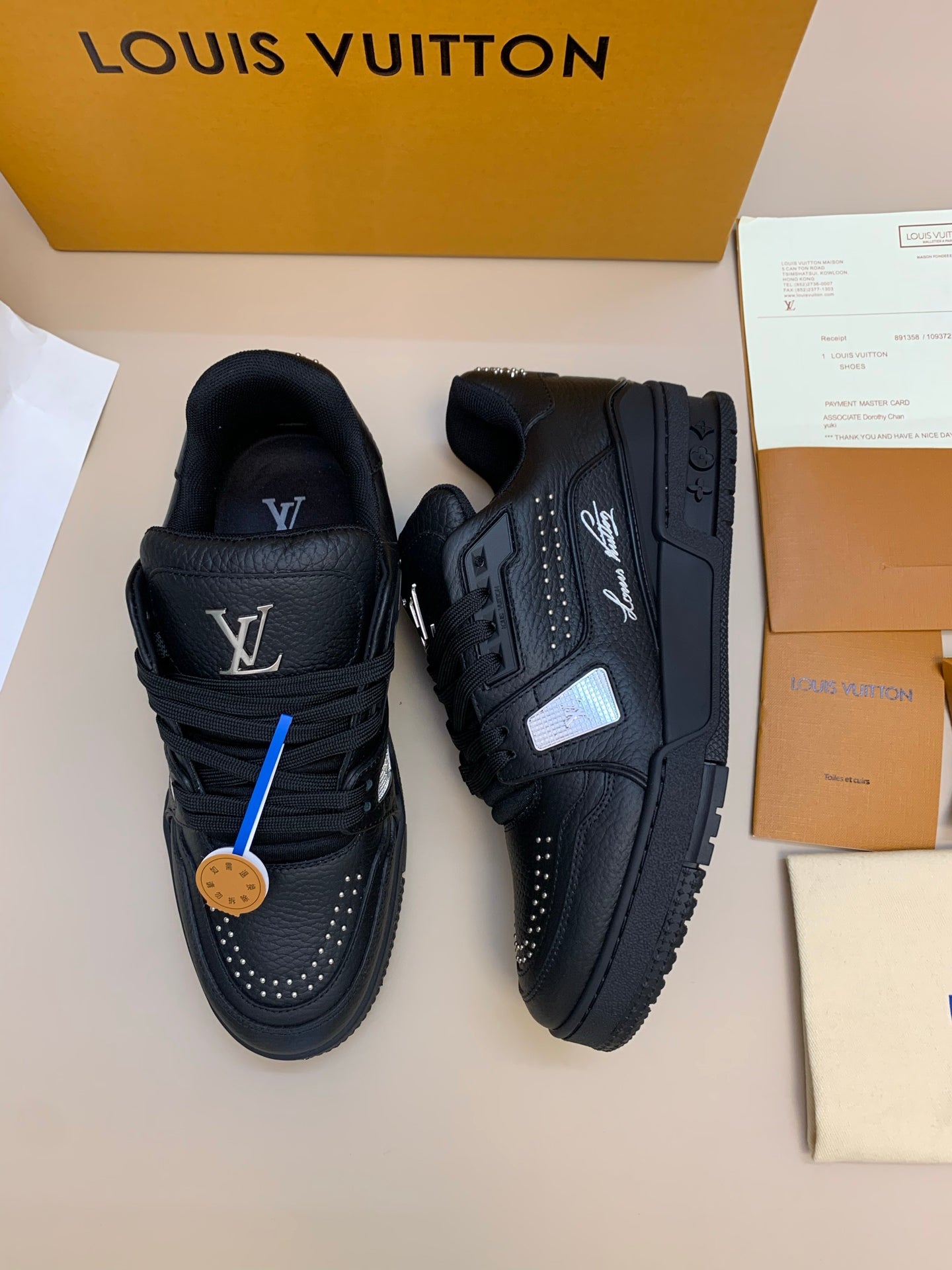 Black Leather Sneakers with Studded Detailing