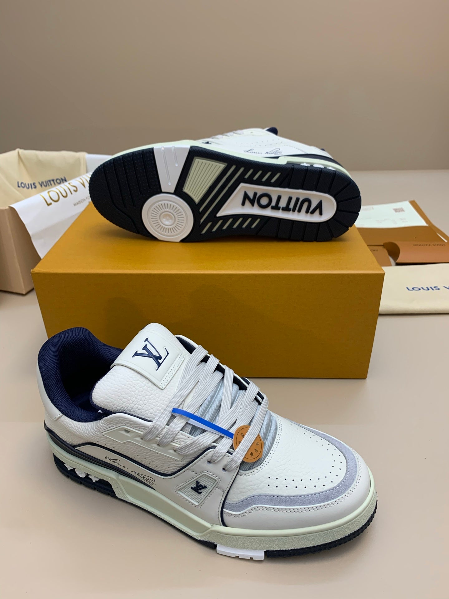White Low-Top Sneakers with Perforated Toe Cap
