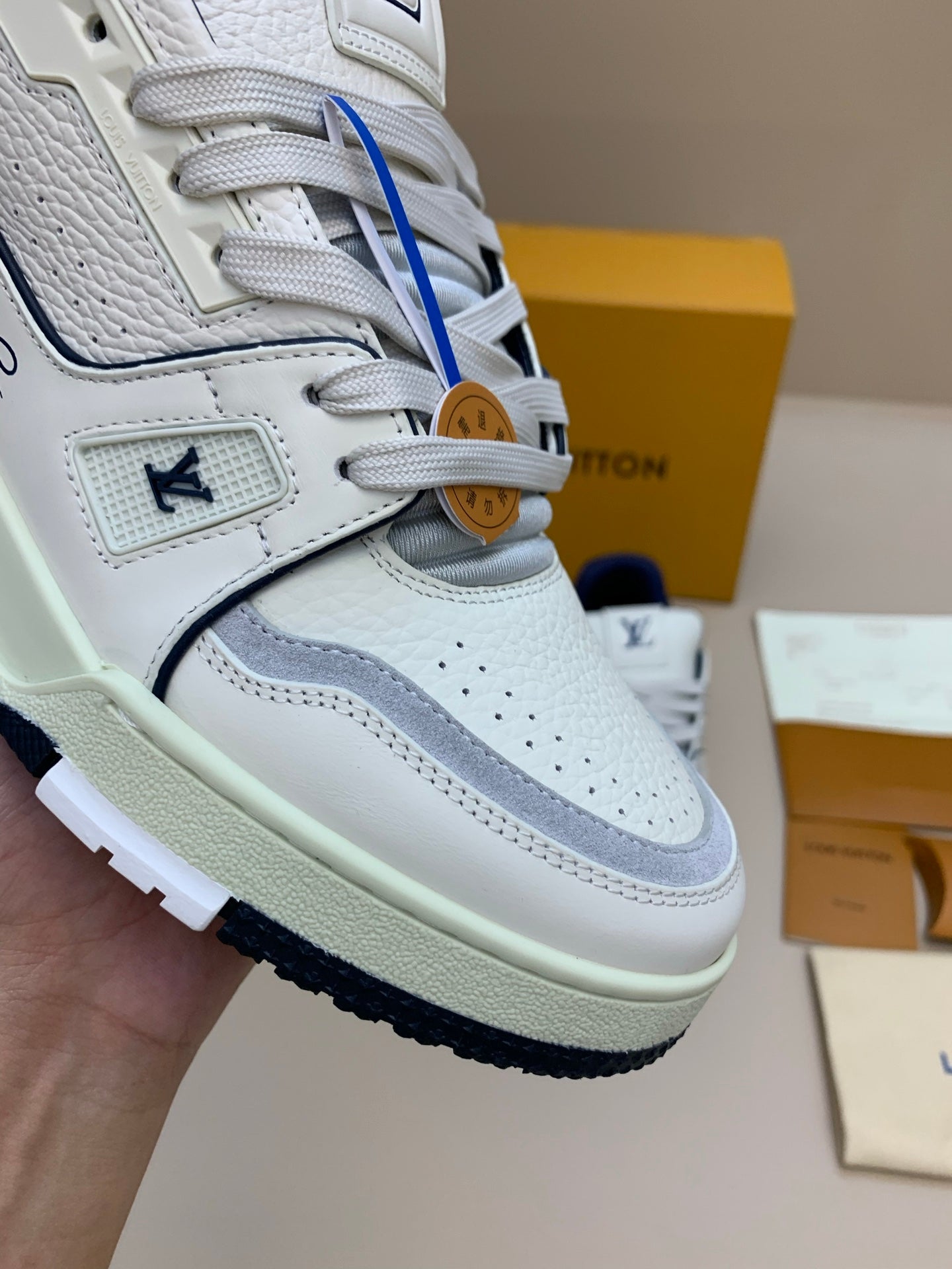 White Low-Top Sneakers with Perforated Toe Cap