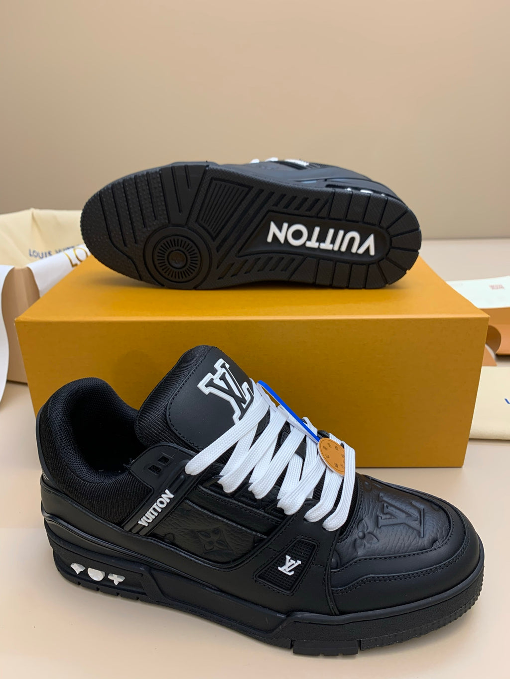 High-Top Lace-Up Sneakers with Patterned Upper