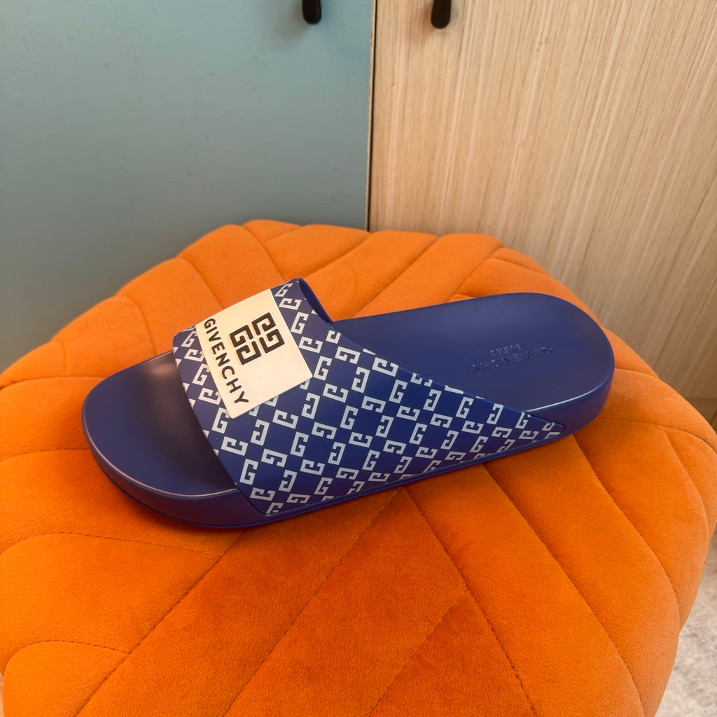 Blue Slide Slippers with Patterned Strap - Product image 7