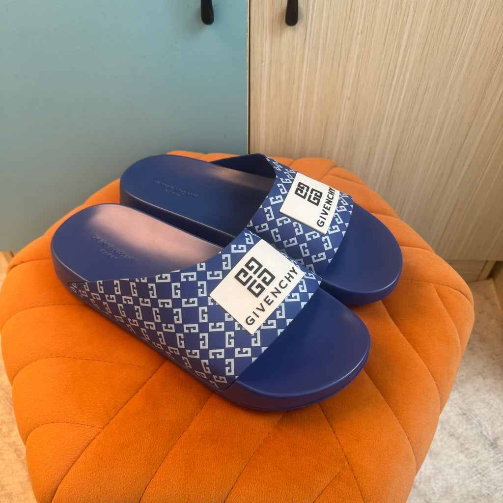 Blue Slide Slippers with Patterned Strap - Product image 8