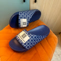 Blue Slide Slippers with Patterned Strap - Product image 9