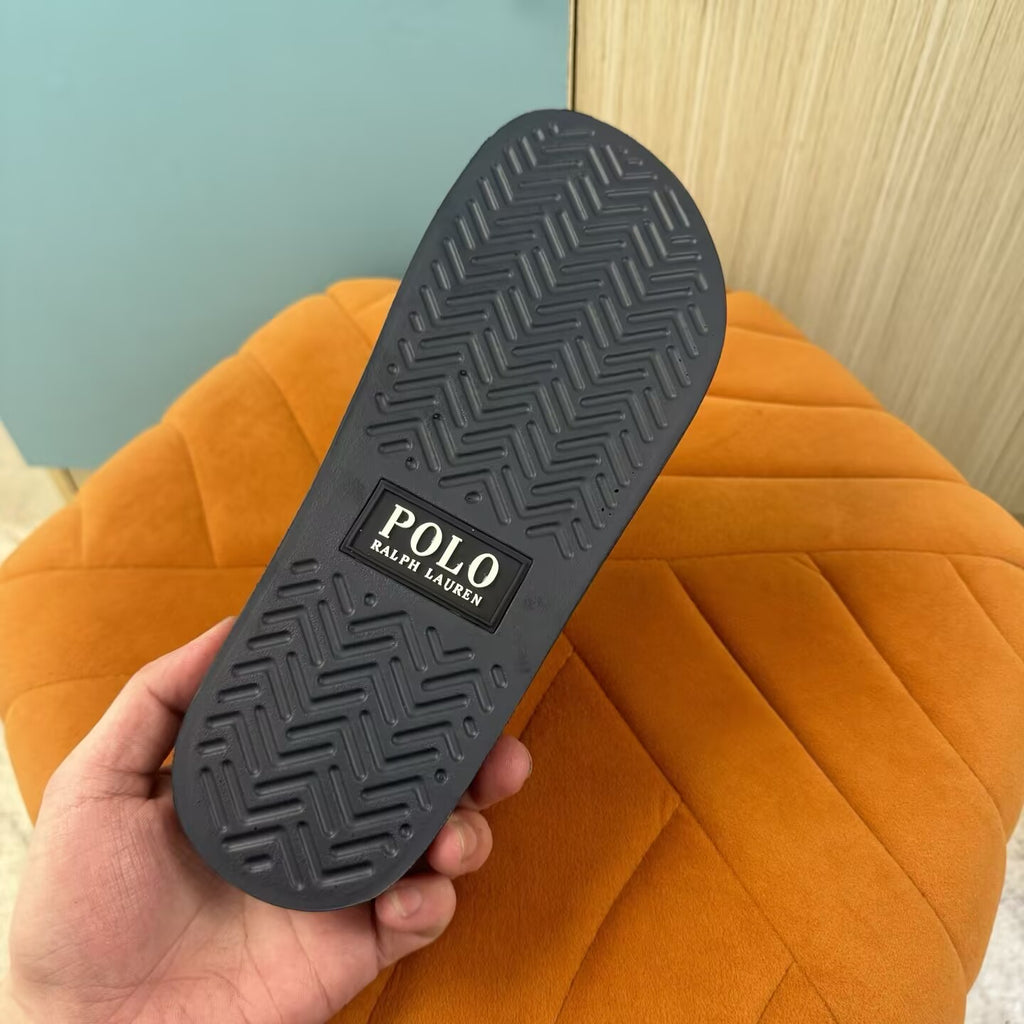 Black Slide Sandals with Embossed Sole - Main view