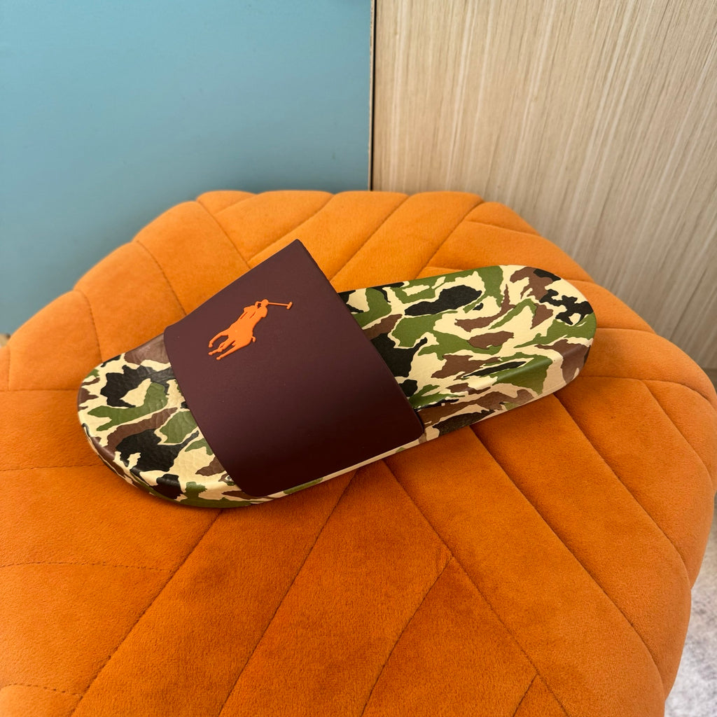 Camouflage Print Slide Sandals with Solid Strap - Right side view