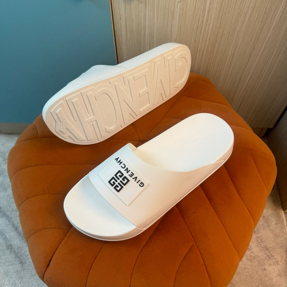 White Slide Sandals with Embossed Sole - Product image 8