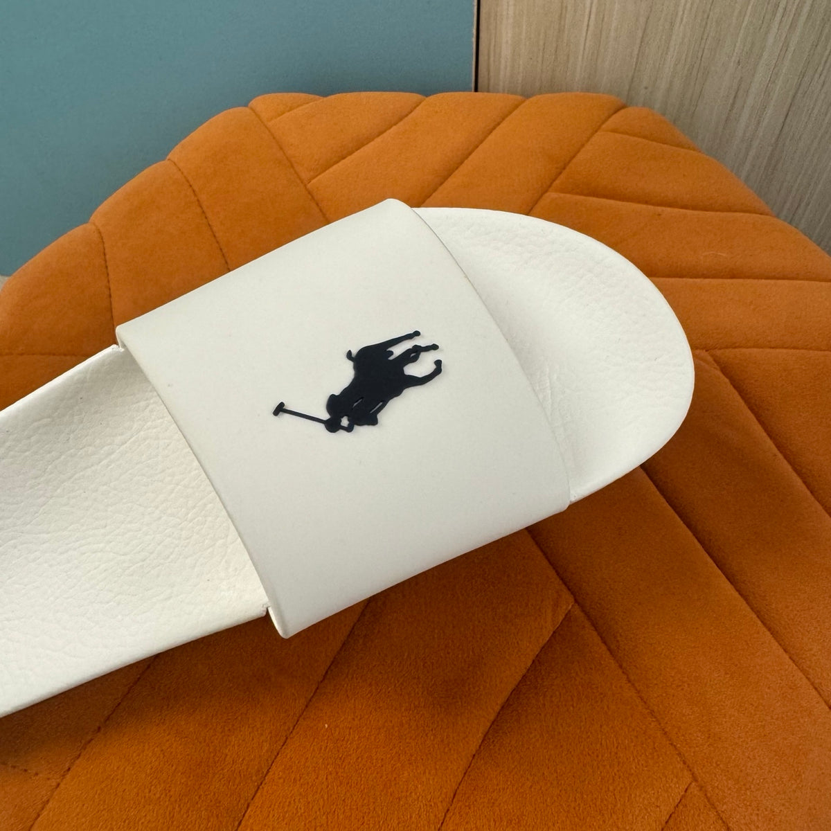 White Slide Sandals with Embossed Logo - Product image 7