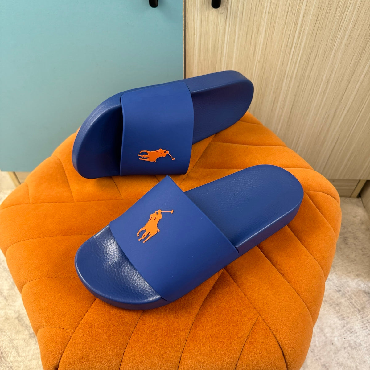 Blue Slide Sandals with Orange Accent - Product image 9