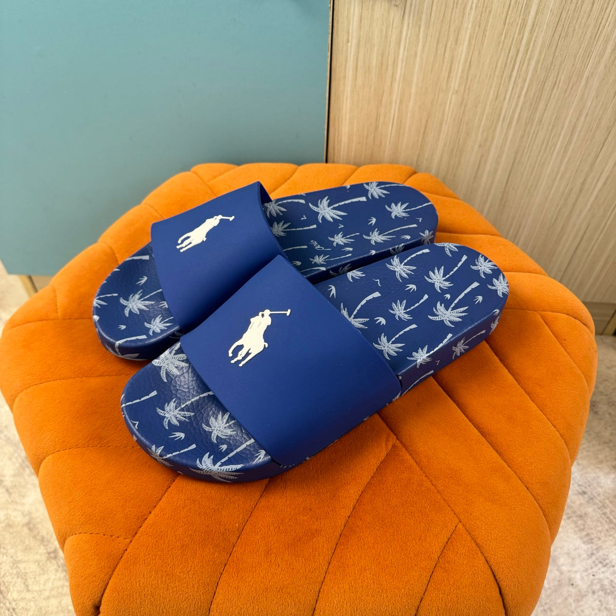 Blue Slide Sandals with Palm Tree Pattern - Product image 8