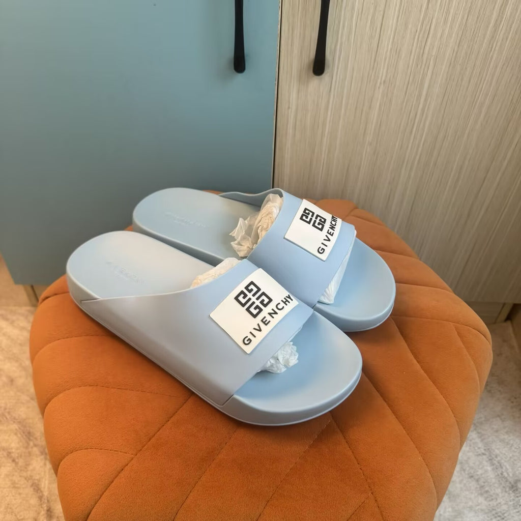 Light Blue Slide-On Slippers with Thick Sole - Back view
