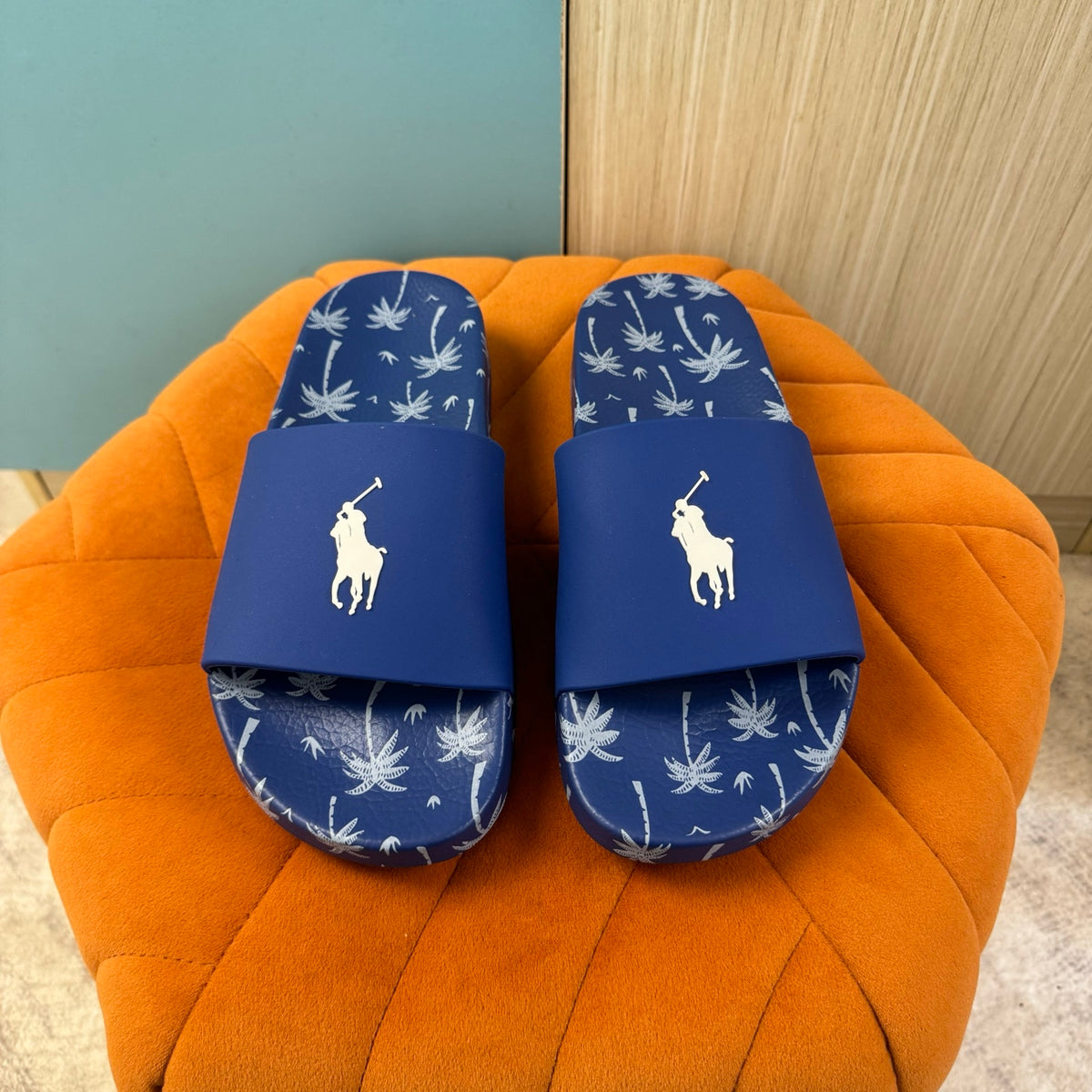 Blue Slide Sandals with Palm Tree Pattern - Product image 9