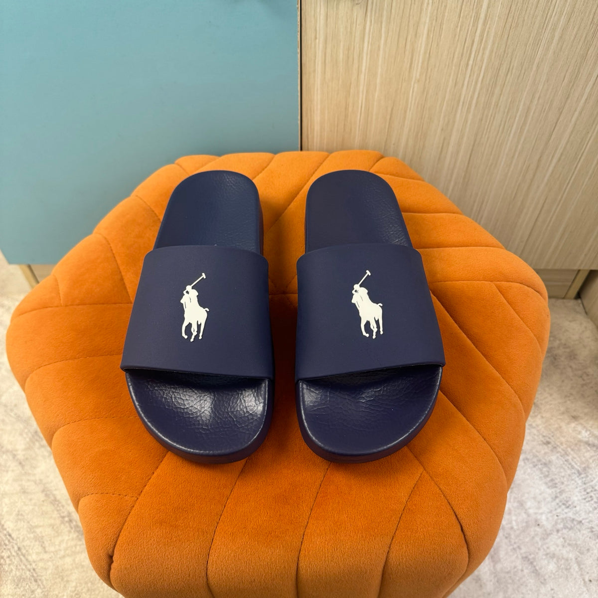 Navy Blue Slide Sandals with Embossed Logo - Product image 7