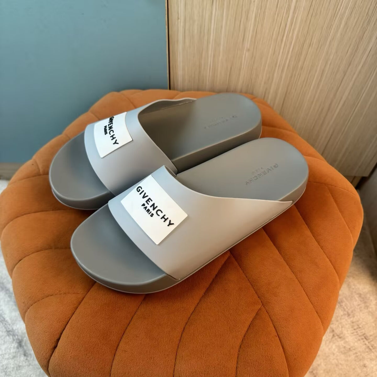 Gray Slide Sandals with Orange Accent - Product image 7