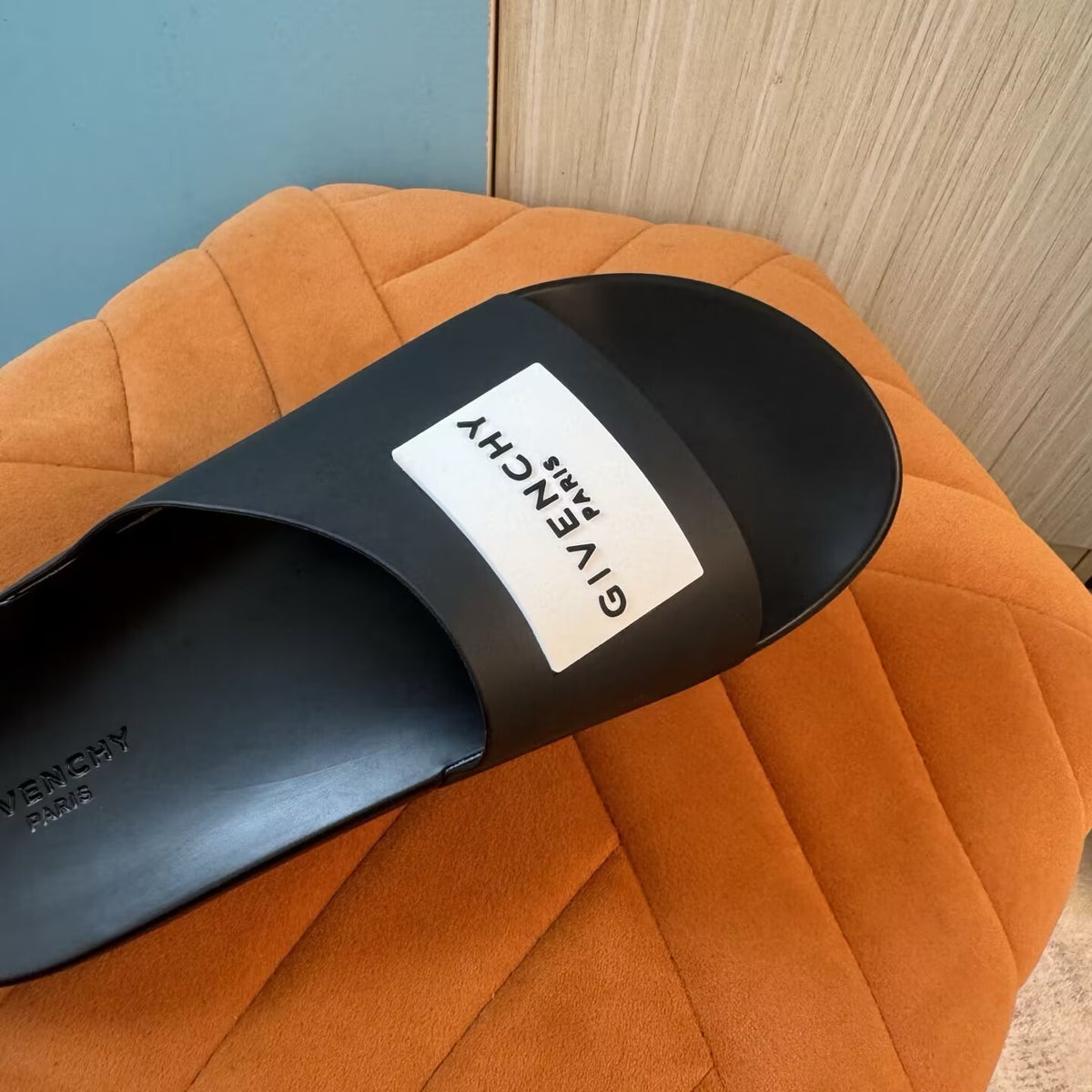 Black Slide Sandals with Embossed Sole - Product image 8