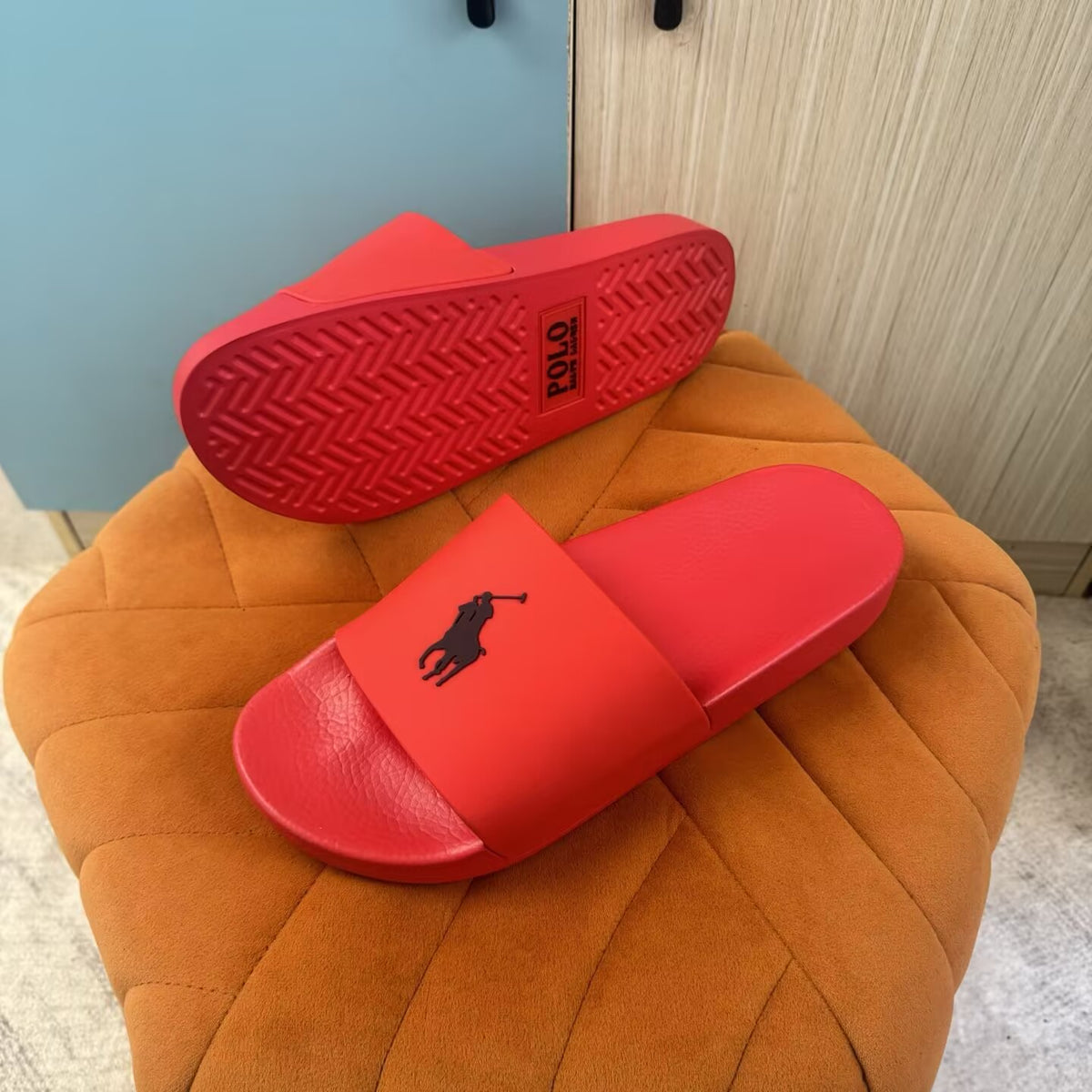 Red Slide Sandals with Embossed Logo - Product image 9