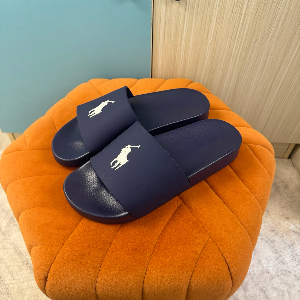 Navy Blue Slide Sandals with Embossed Logo - Product image 8