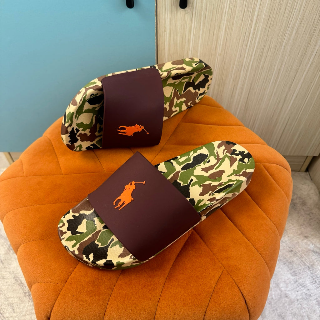 Camouflage Print Slide Sandals with Solid Strap - Outsole view