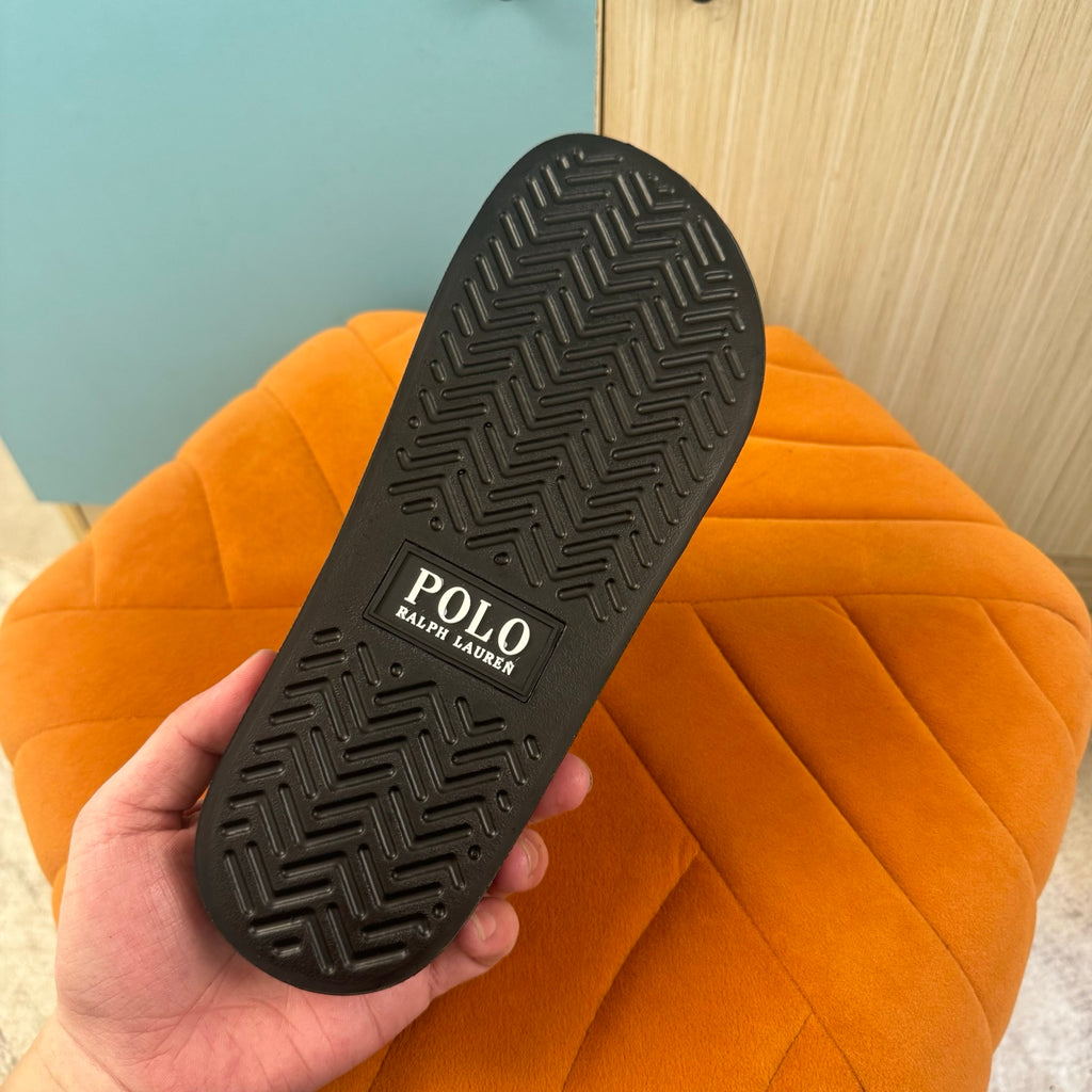 Black Slide Sandals with Textured Strap - Main view
