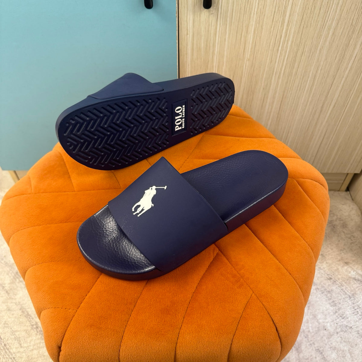 Navy Blue Slide Sandals with Embossed Logo - Product image 9