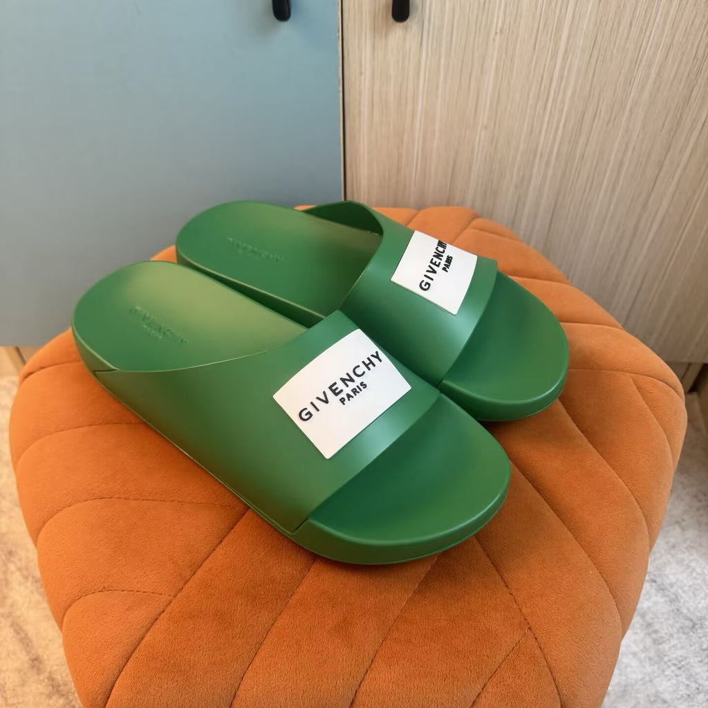 Green Single-Strap Slippers with Chunky Sole - Back view