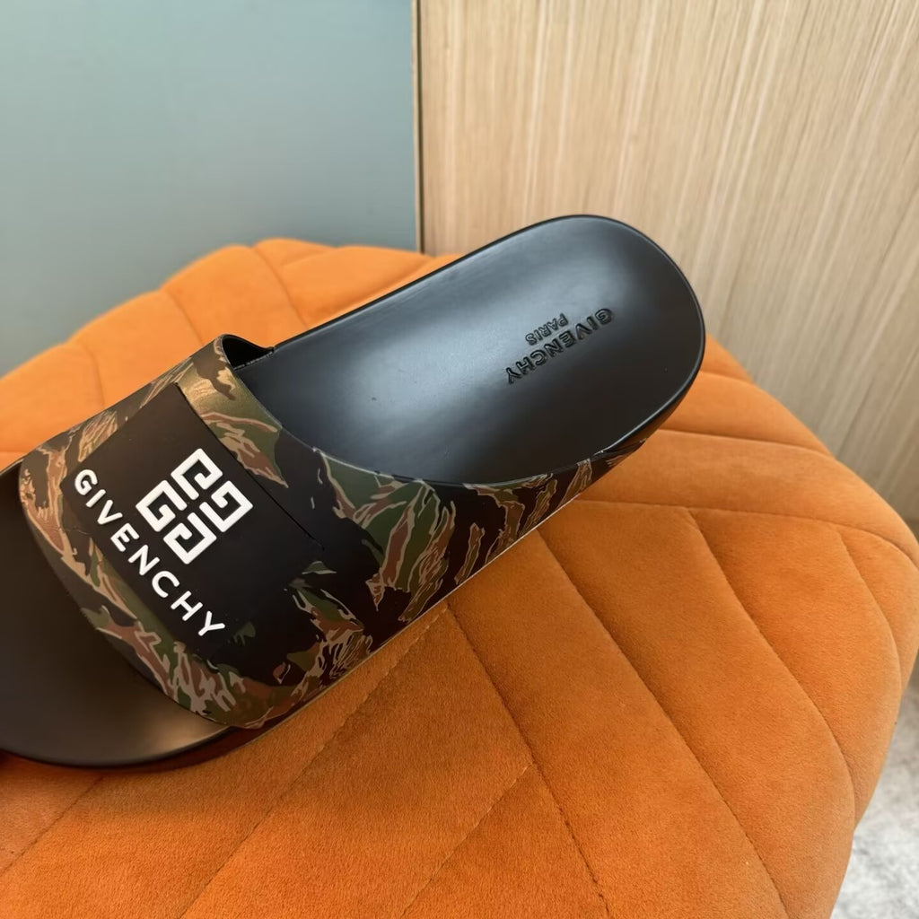 Camouflage Slide Sandals with Embossed Sole - Left side view