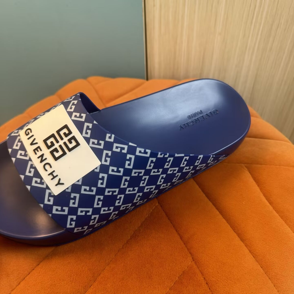 Blue Slide Sandals with Patterned Strap - Product image 8