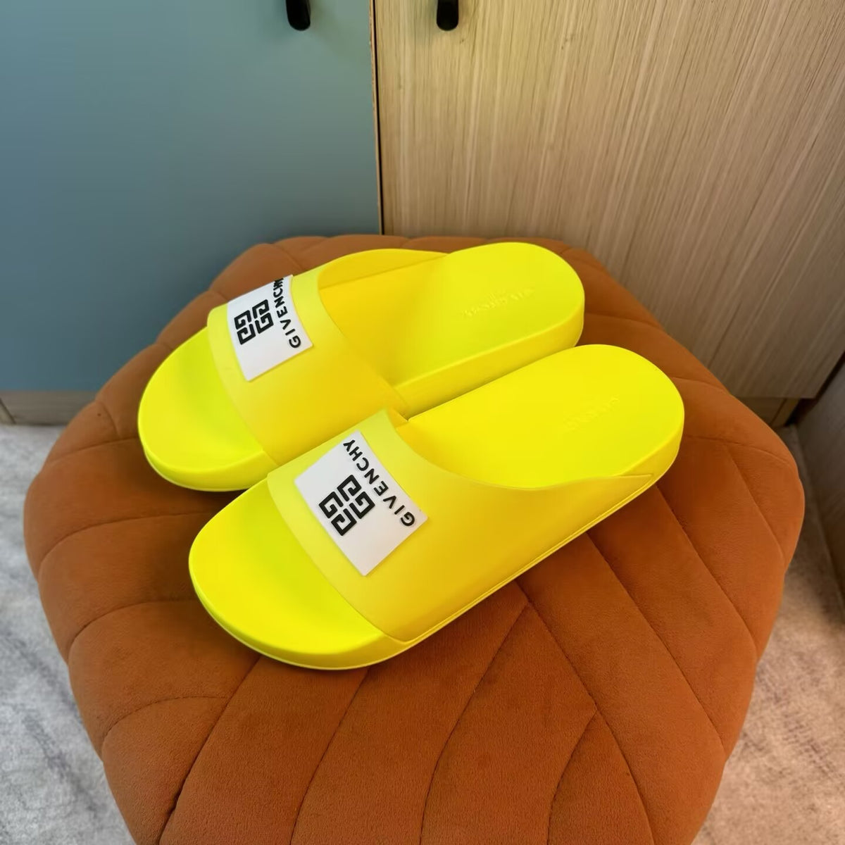 Yellow Open-Toe Slippers with Patterned Strap - Product image 7
