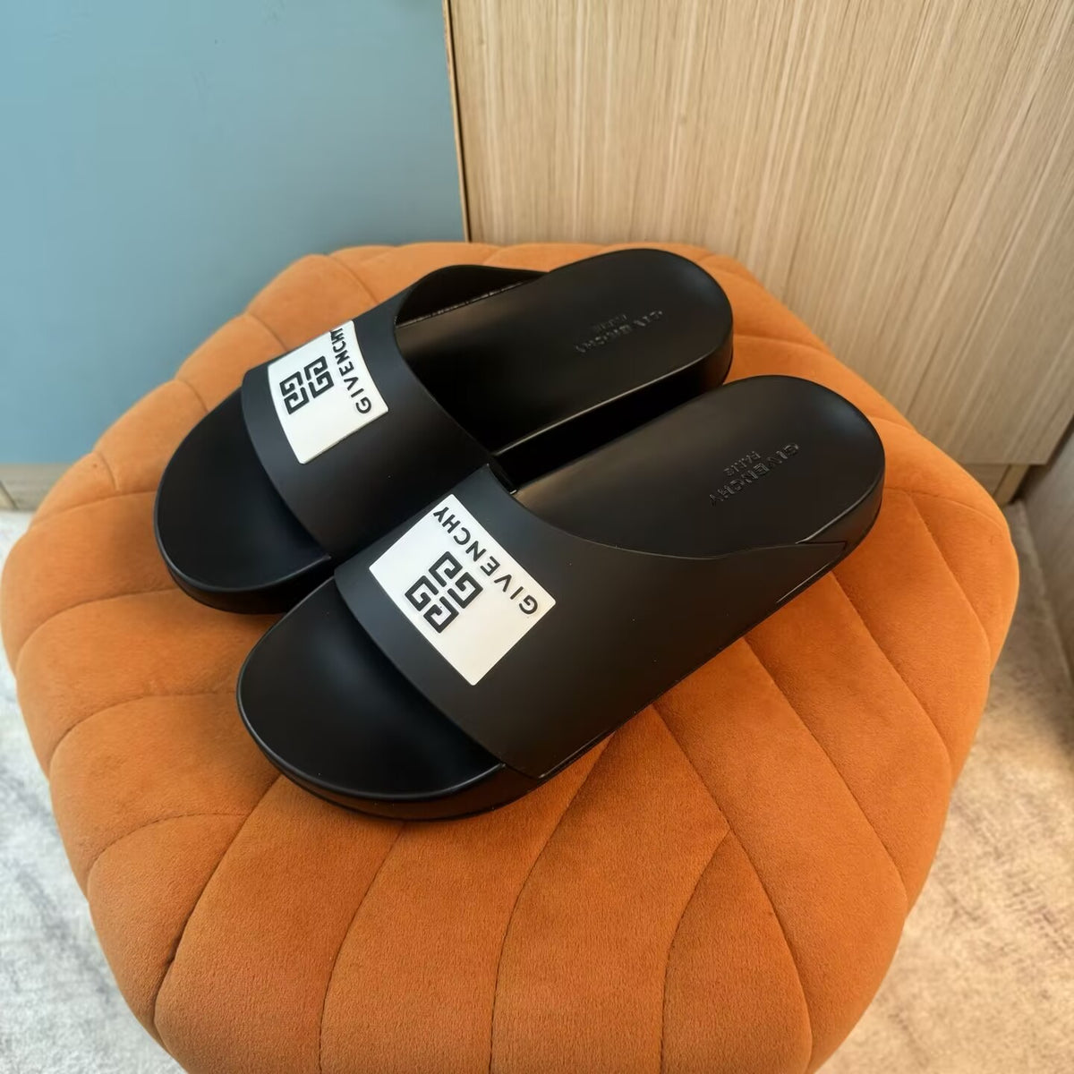 Black Slide Sandals with Orange Accent - Product image 9
