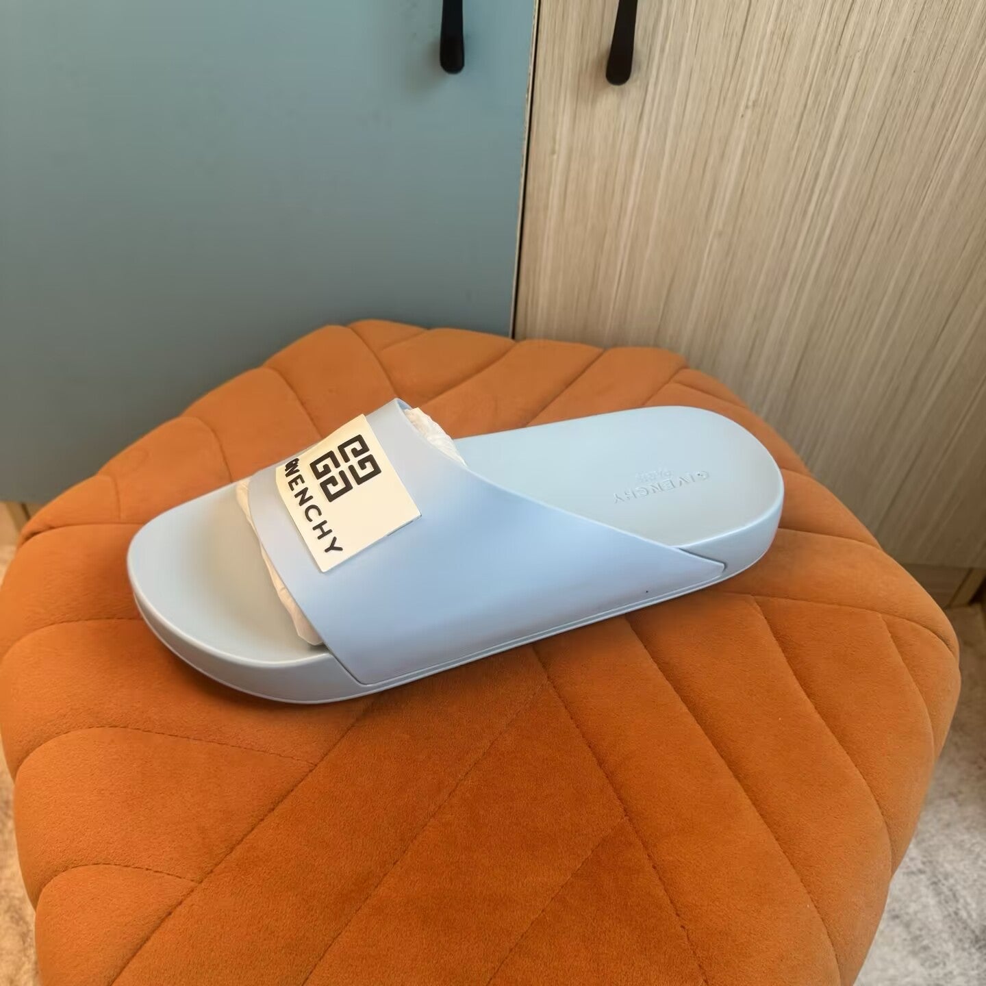 Light Blue Slide-On Slippers with Thick Sole - Main view