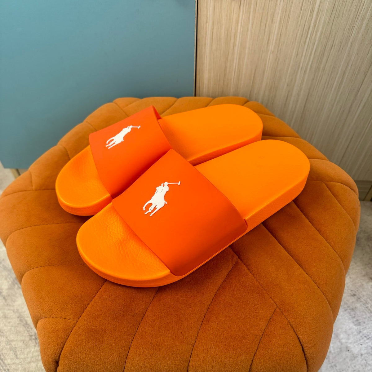 Orange Slide Sandals with White Strap - Product image 9
