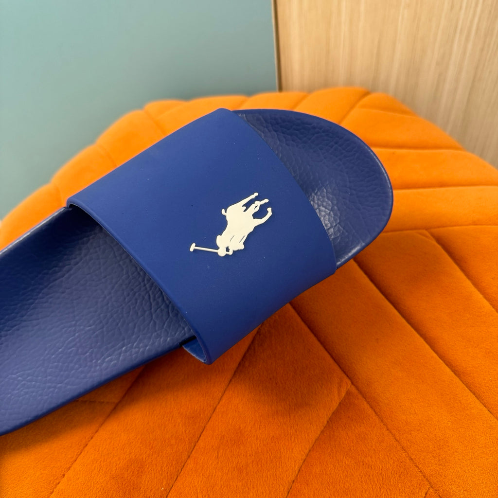 Blue Slide Sandals with Embossed Logo - Product image 9