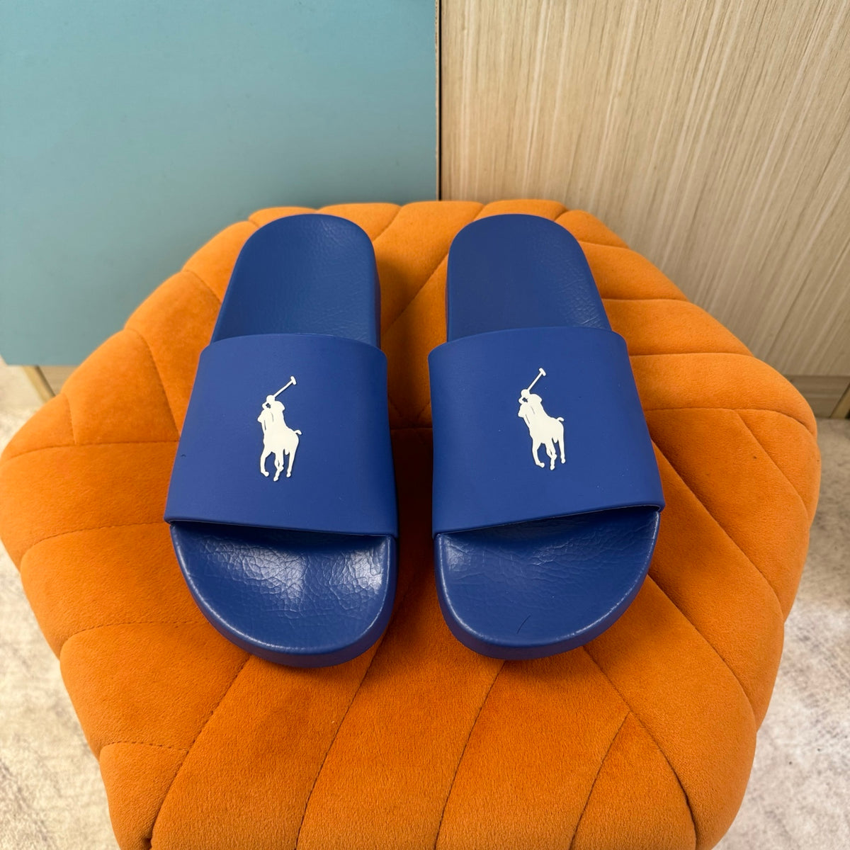 Blue Slide Sandals with Embossed Logo - Product image 8