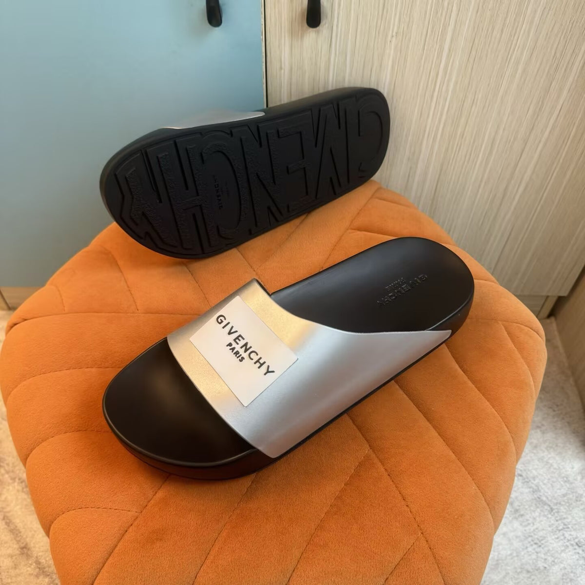 Black Slide Sandals with Silver Strap - Product image 8
